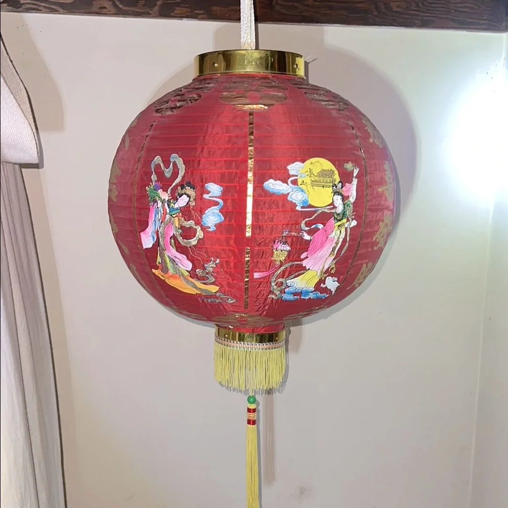 Red Decorative Lantern with Gold Accents